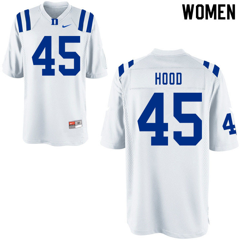 Women #45 Christian Hood Duke Blue Devils College Football Jerseys Sale-White